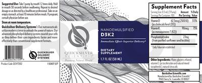 Photo of the Quicksilver Scientific Nanoemulsified D3K2 label