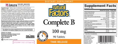 Photo of the Natural Factors Complete B 100 mg label