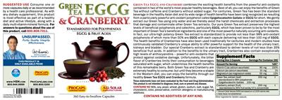Photo of the ProCaps Laboratories Green Tea EGCG & Cranberry label