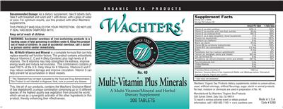 Photo of the Wachters' No. 40 Multi-Vitamin Plus Minerals label