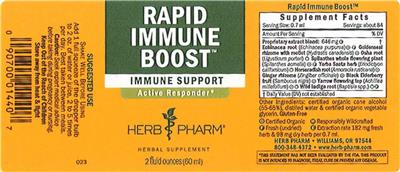 Photo of the Herb Pharm Rapid Immune Boost label
