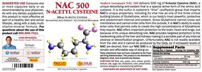 Photo of the ProCaps Laboratories NAC 500 N-Acetyl Cysteine label