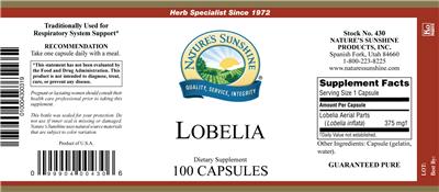 Photo of the Nature's Sunshine Lobelia label