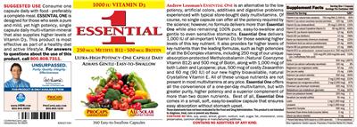 Photo of the ProCaps Laboratories Essential 1 1000 IU Vitamin D3 label