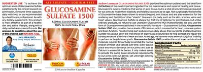 Photo of the ProCaps Laboratories Glucosamine Sulfate 1500 label