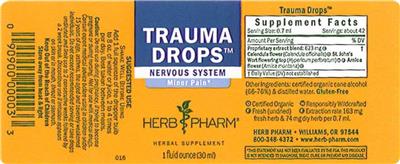 Photo of the Herb Pharm Trauma Drops label