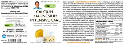 Photo of the ProCaps Laboratories Calcium-Magnesium Intensive Care label