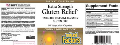 Photo of the Natural Factors Extra Strength Gluten Relief label