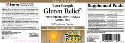 Photo of the Natural Factors Extra Strength Gluten Relief label
