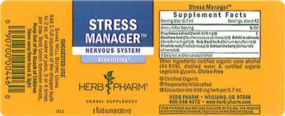 Photo of the Herb Pharm Stress Manager label