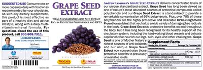 Photo of the ProCaps Laboratories Grape Seed Extract 100 mg label