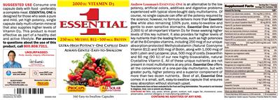 Photo of the ProCaps Laboratories Essential 1 2000 IU Vitamin D3 label