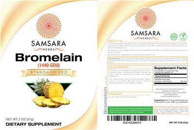 Photo of the Samsara Herbs Bromelain (1440 GDU) label