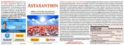 Photo of the ProCaps Laboratories Astaxanthin 4000 mcg label