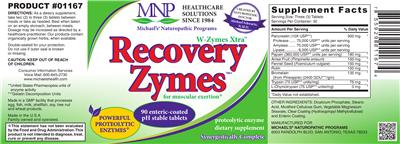 Photo of the MNP Michael's Naturopathic Programs Recovery Zymes label