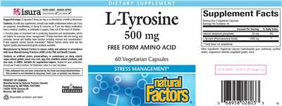Photo of the Natural Factors L-Tyrosine 500 mg label