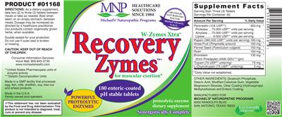 Photo of the MNP Michael's Naturopathic Programs Recovery Zymes label