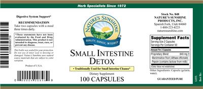 Photo of the Nature's Sunshine Small Intestine Detox label