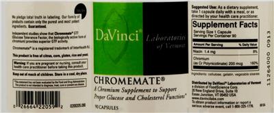 Photo of the DaVinci Laboratories Of Vermont Chromemate label