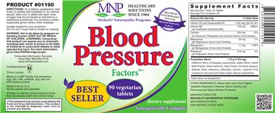 Photo of the MNP Michael's Naturopathic Programs Blood Pressure Factors label