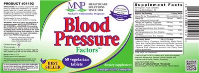 Photo of the MNP Michael's Naturopathic Programs Blood Pressure Factors label