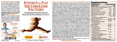 Photo of the ProCaps Laboratories Energy & Fat Metabolism Factors label