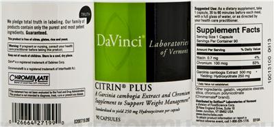 Photo of the DaVinci Laboratories Of Vermont Citrin Plus label