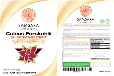 Photo of the Samsara Herbs Coleus Forskohlii label