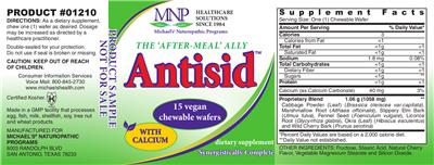 Photo of the MNP Michael's Naturopathic Programs Antisid label