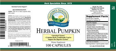 Photo of the Nature's Sunshine Herbal Pumpkin label