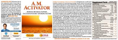 Photo of the ProCaps Laboratories A.M. Activator label
