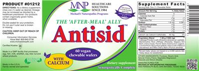 Photo of the MNP Michael's Naturopathic Programs Antisid label