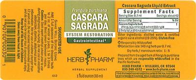 Photo of the Herb Pharm Cascara Sagrada label