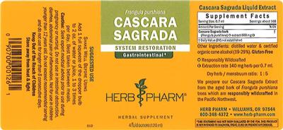 Photo of the Herb Pharm Cascara Sagrada label