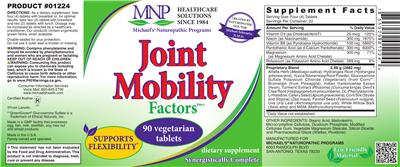 Photo of the MNP Michael's Naturopathic Programs Joint Mobility Factors label