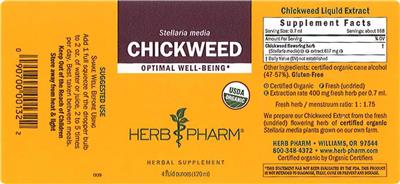 Photo of the Herb Pharm Chickweed label