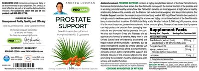 Photo of the ProCaps Laboratories Prostate Support label