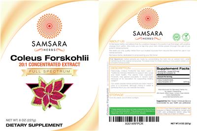 Photo of the Samsara Herbs Coleus Forskohlii label