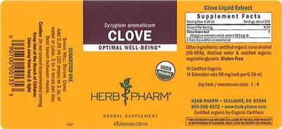 Photo of the Herb Pharm Clove label