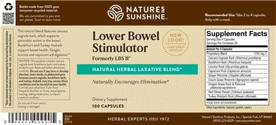 Photo of the Nature's Sunshine Lower Bowel Stimulator Formerly LBS II label