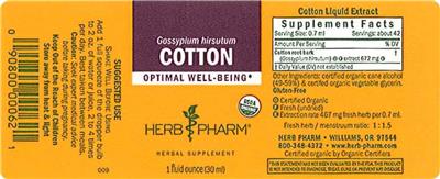 Photo of the Herb Pharm Cotton label