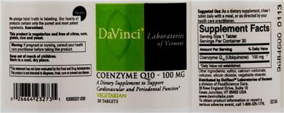 Photo of the DaVinci Laboratories Of Vermont Coenzyme Q10 - 100 mg label