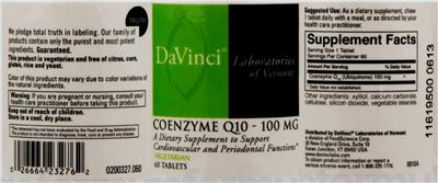 Photo of the DaVinci Laboratories Of Vermont Coenzyme Q10 - 100 mg label