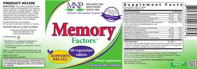 Photo of the MNP Michael's Naturopathic Programs Memory Factors label
