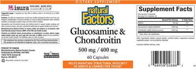 Photo of the Natural Factors Glucosamine & Chondroitin 500 mg / 400 mg label