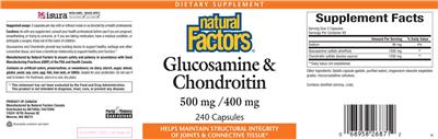 Photo of the Natural Factors Glucosamine & Chondroitin 500 mg / 400 mg label