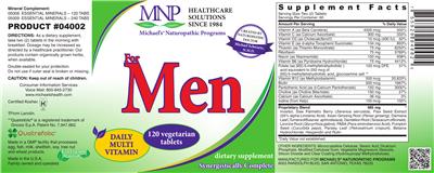 Photo of the MNP Michael's Naturopathic Programs For Men Daily Multi Vitamin label