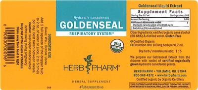 Photo of the Herb Pharm Goldenseal label