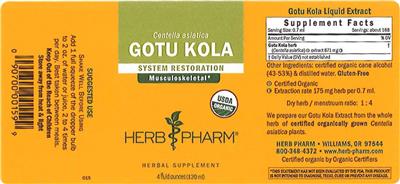 Photo of the Herb Pharm Gotu Kola label