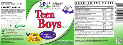 Photo of the MNP Michael's Naturopathic Programs Teen Boys Caps Daily Multi Vitamin label